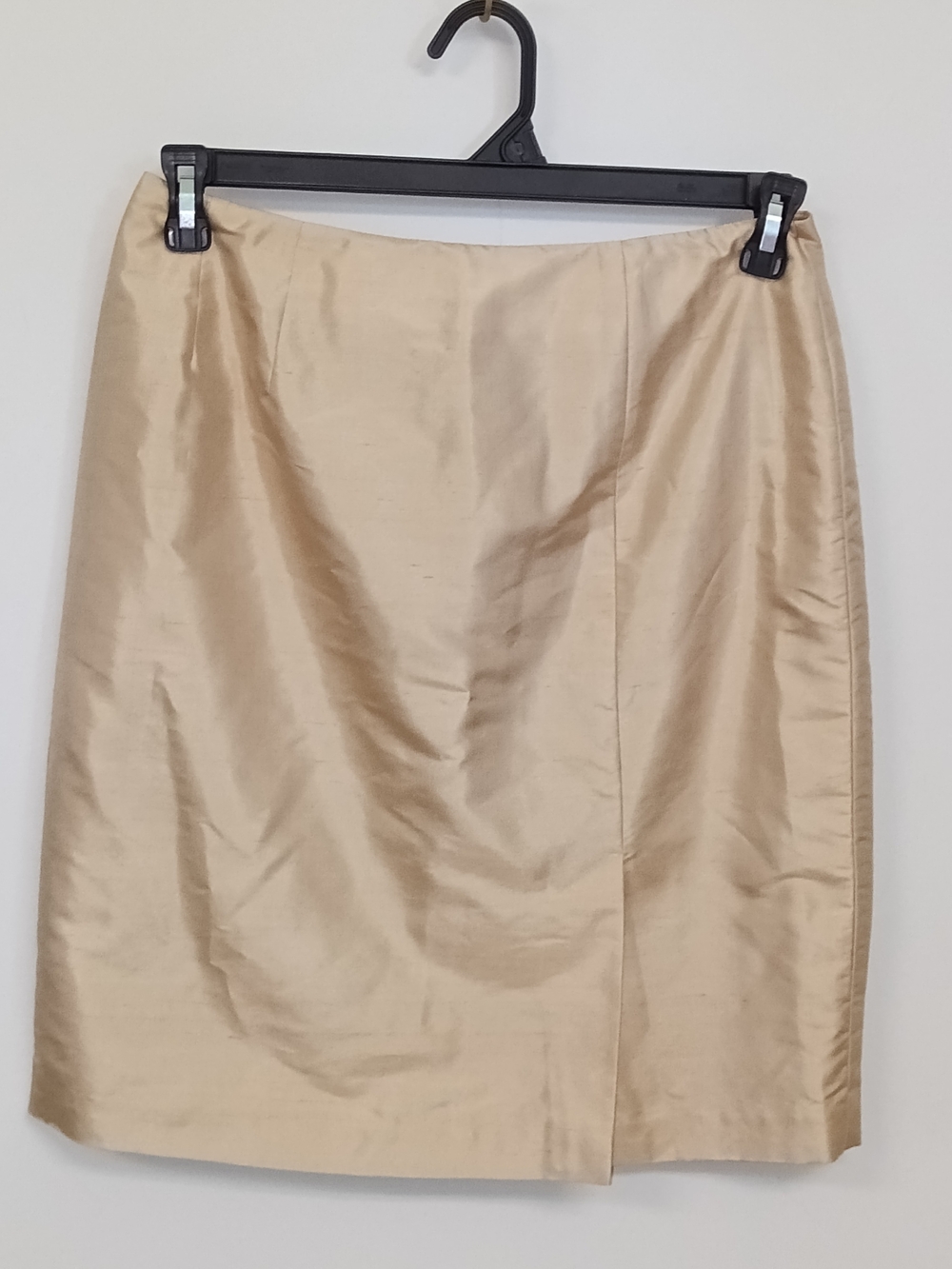 NWT Vintage Jones New York 100% Silk Gold Beige Mini Pencil Skirt Secretary 10